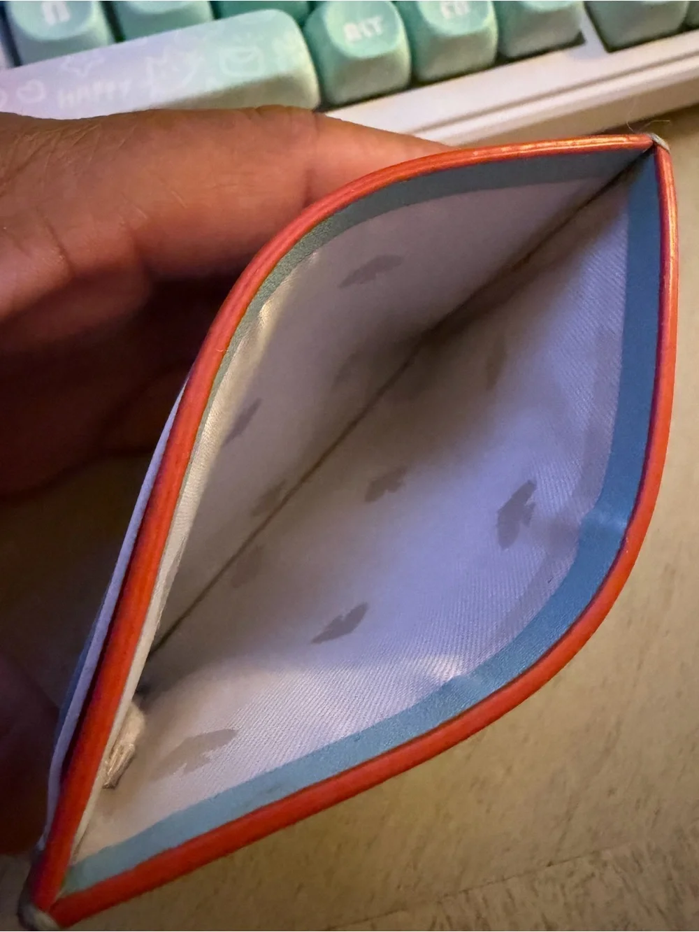 Kate Spade scallop colorblock cardholder - light blue, white & coral